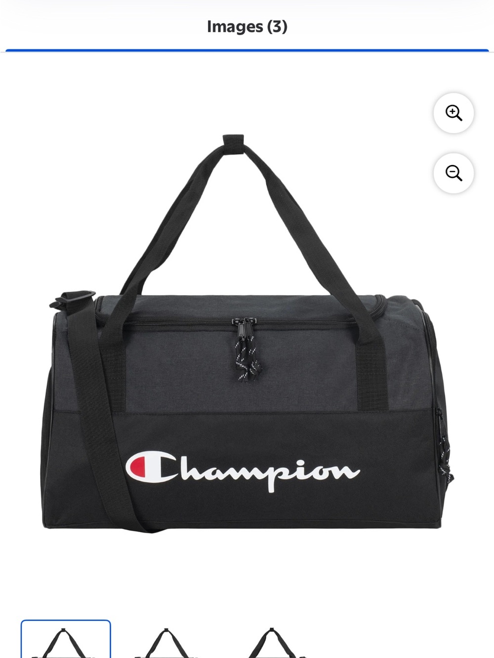 Champion Black & Dark Gray Duffel Bag with Logo Prolouge